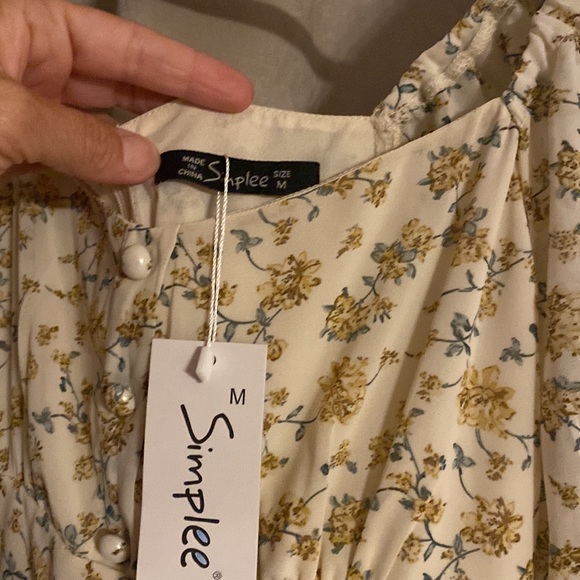 Dress with yellow flowers and smocking .  Never worn. From non smoking home - Picture 2 of 8